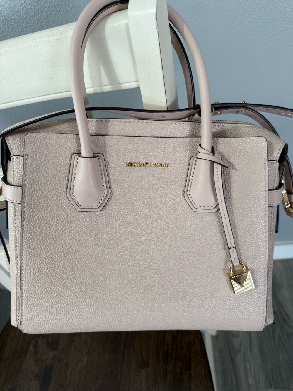 Michael Kors Blush Pink Leather Satchel with Gold Hardware